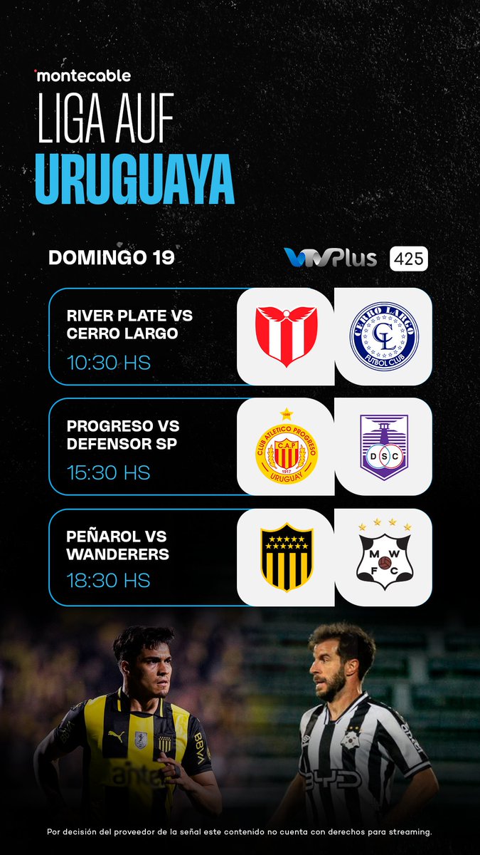 montecableuy's tweet image. Penúltima fecha del Torneo Clausura 😎

3 cruces en esta jornada de domingo para cerrar el fin de semana.

Mirá los partidos por VTV Plus 425