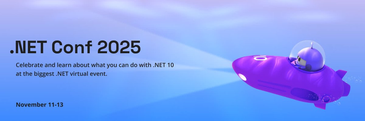 ClearMeasure's tweet image. Proud to sponsor .NET Conf 2025. Don’t miss three days of sessions, community events, and the release of .NET 10, November 11–13.
bit.ly/3WLaPIU
#dotnetconf #developers #dotnet10 #softwaredevelopment