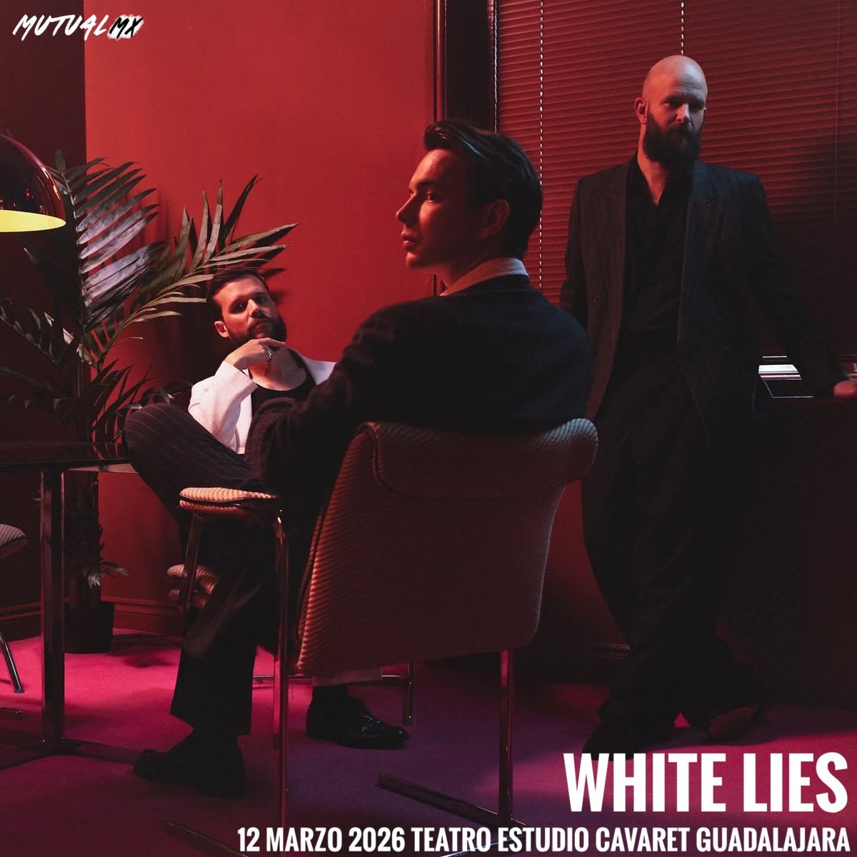 El virtuoso trío británico <a href="/whiteliesmusic/">White Lies</a> regresa a Guadalajara para presentar su más reciente producción discográfica “Night Light”. Preparando un emotivo e íntimo reencuentro con su público tapatío. ❤️‍🩹 ✨

📅 12 de marzo <a href="/TEstudioCavaret/">Teatro Estudio Cavaret</a>
<a href="/echoesmx/">echoes festival</a>

🎟️: boletomovil.com/evento/white-l…