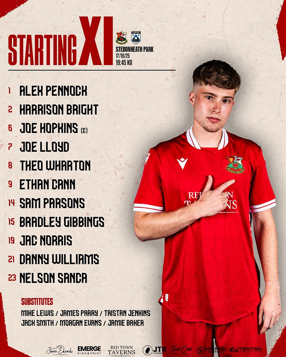 LlanelliReds's tweet photo. 🔢 STARTING XI!

Presenting your Reds this evening for our game against @HaverfordwestFC !

Come on you Reds!

#WeAreRed https://t.co/9vyJuzFnov