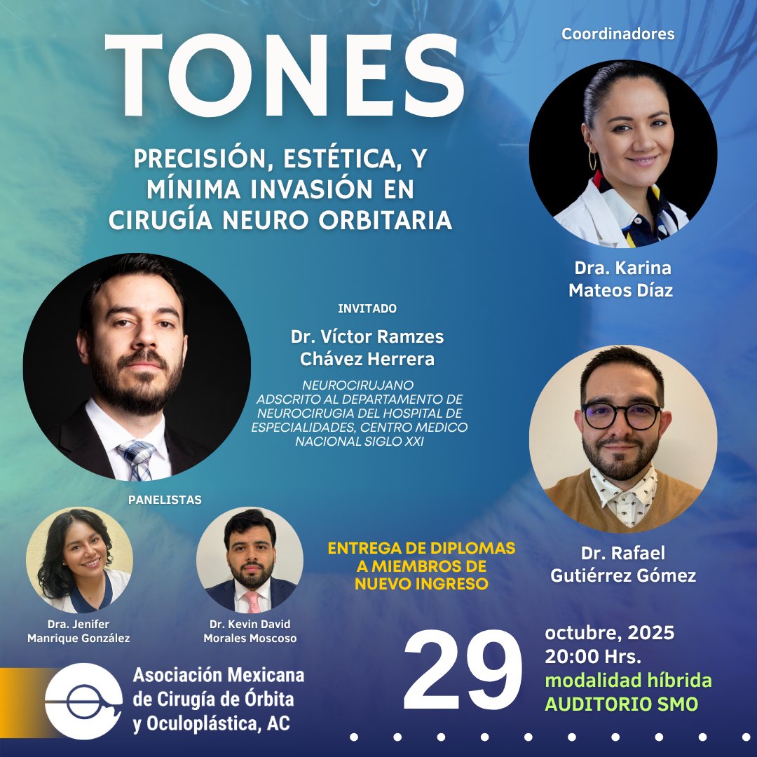 CUIDA TU SALUD VISUAL 👁️

Es la encargada de mantener actualizados a los Oftalmólogos - Oculoplásticos certificados en las técnicas más actualizadas y seguras para realizar tu cirugía.

Transmisión via Zoom, enlace en el sitio web:
👉oculoplastica.mx