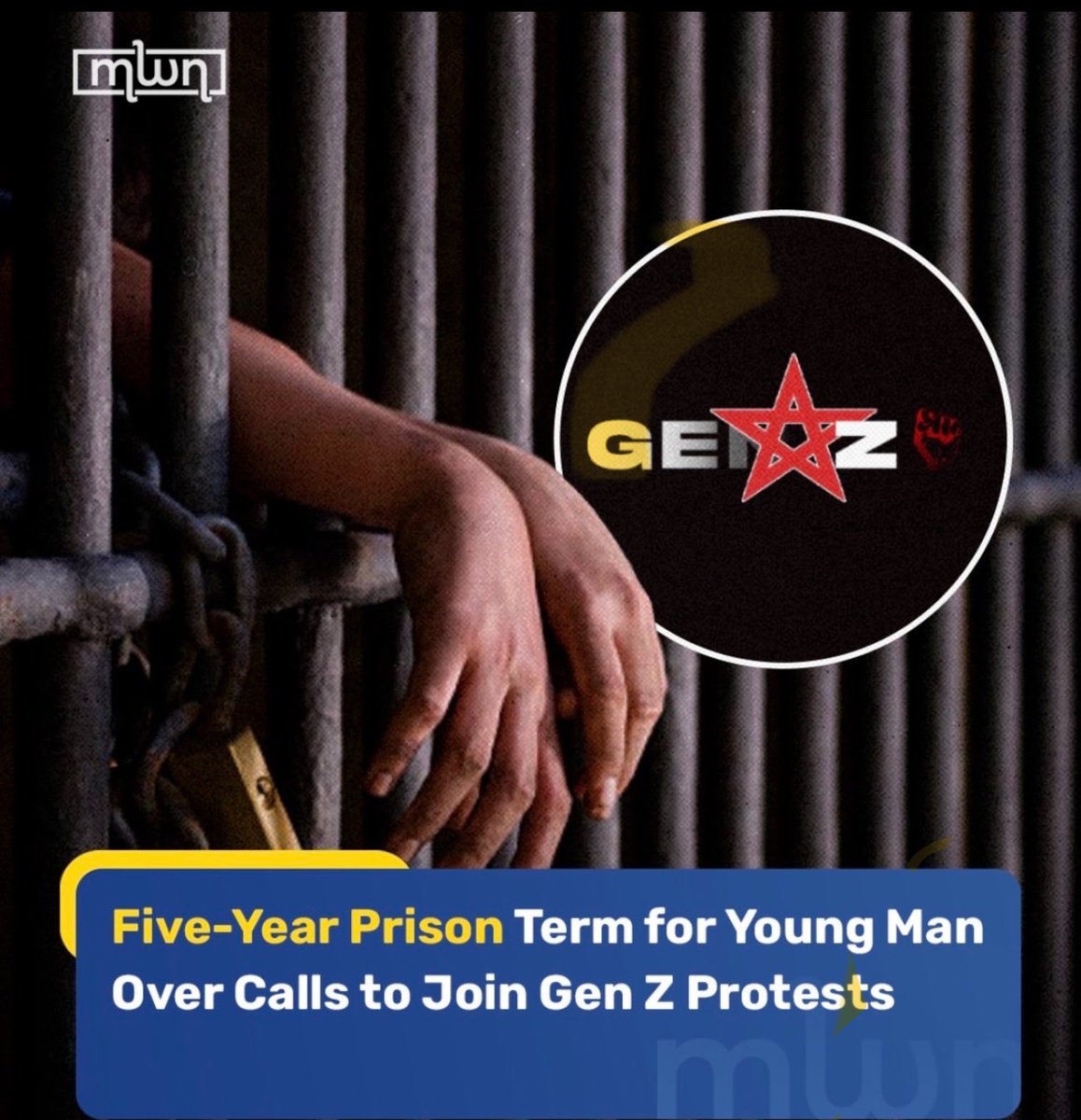5 years in prison.
For calling people to protest.
This is Morocco, 2025.

#GENZ212 #MoroccoProtests #Morocco