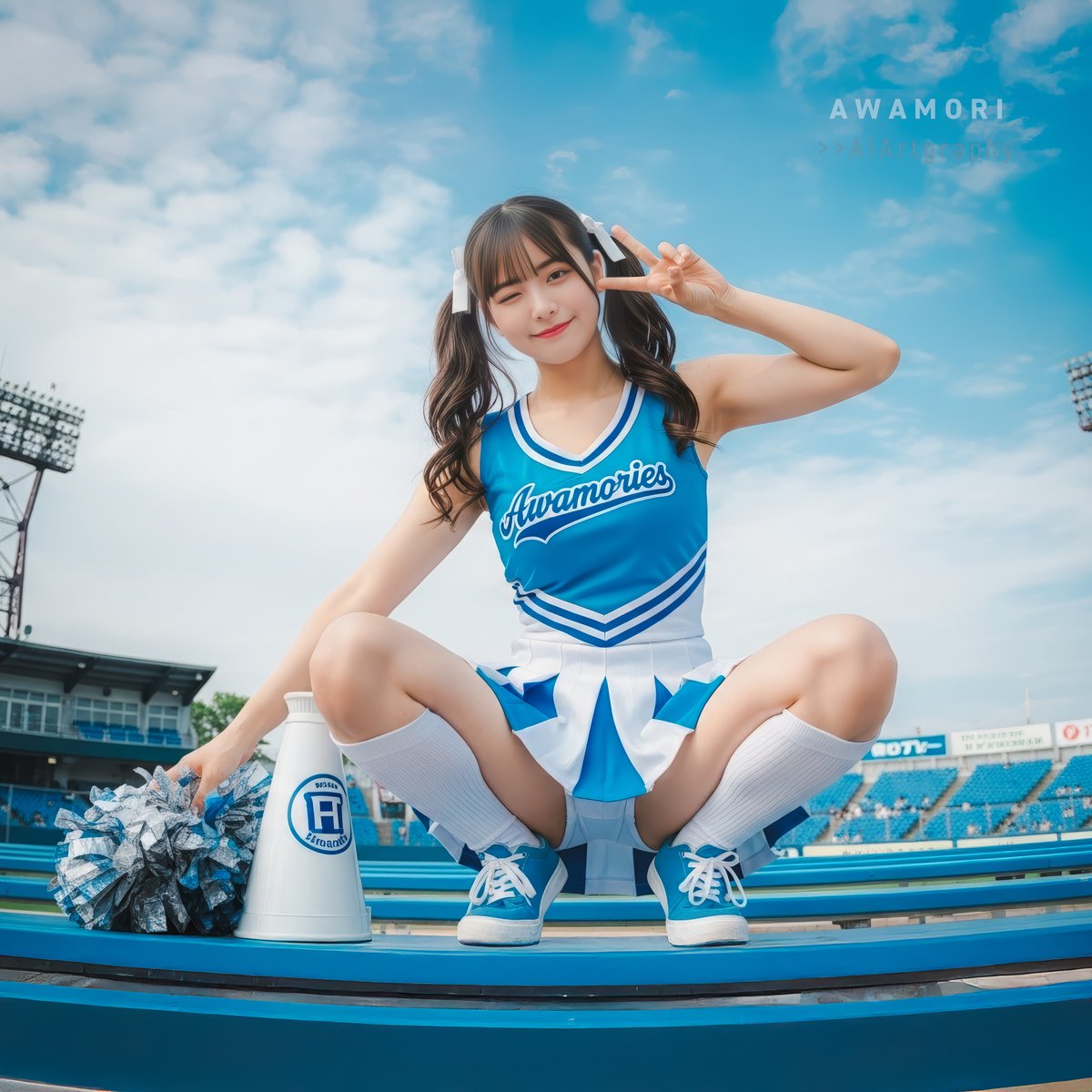2022Awa's tweet image. 📢#cheers_weekend #cheerleaders #aiportrait #aiphotography #aigravure #aigirl #photoshop #lightroom #photorealism #firefly #nanobanana #imagen4 #4K