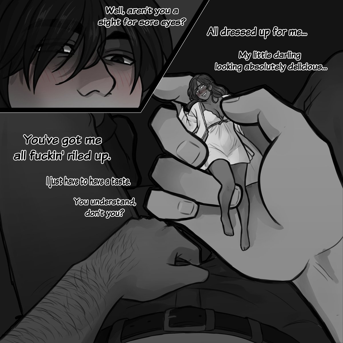 day17: lingerie 

CW: nsfw-ish / suggestive 

Dante just loves to dress up his catches I MEANNN his little darlings and <a href="/DreamiGalaxy/">🔞✨🪻DreamyGalaxy🪻✨🔞</a>'s girl Christine is the best example...