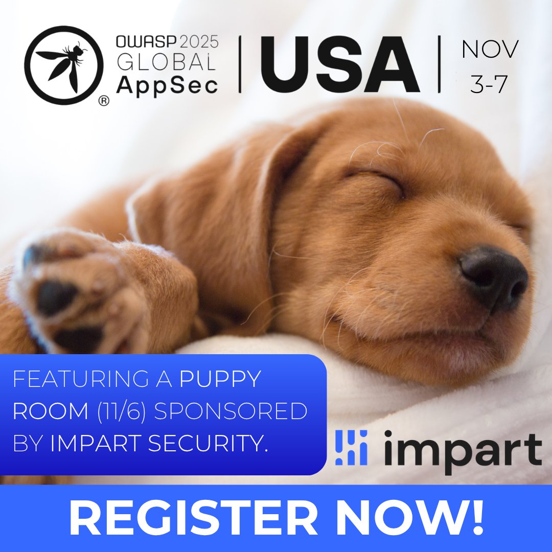 Time is running out! #OWASP Global #AppSec USA is happening IN 2 WEEKS! Register now and join us for educational tracks, puppies, CTF, LockPick Village, Project Demo's and MORE! REGISTER NOW: hubs.li/Q03P2bfJ0