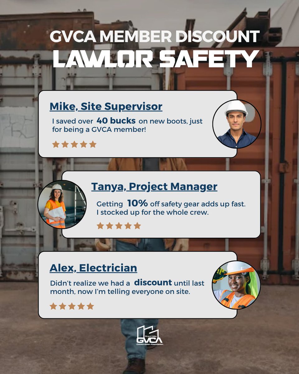 GVCANews's tweet photo. GVCA members are already saving at Lawlor Safety, and you can too. From boots to PPE, the feedback says it all: great gear, real savings, and local service you can count on.
20% off all footwear
10% off all PPE
🔗 https://t.co/3qCtDzD6l6
#GVCA #MembersSaveMore #LawlorSafety https://t.co/BWHZ8bIAlP