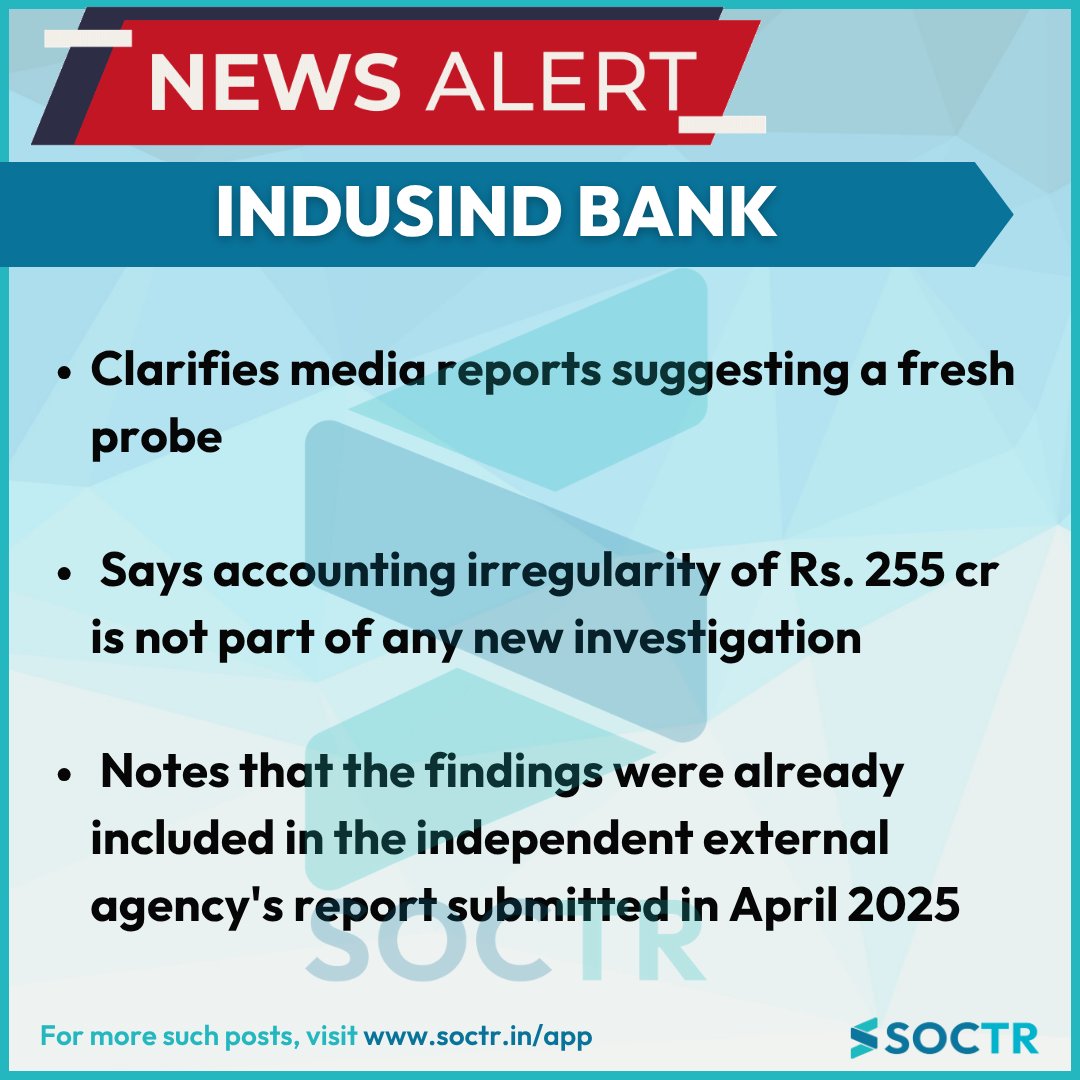 MySoctr's tweet image. #INDUSINDBK #NewsAlert
Check Latest #Chartpatterns on my.soctr.in/x And "follow" @MySoctr
#Nifty #Nifty50 #Investing #Breakoutstocks #StocksInFocus #StocksToWatch #Stocks #StocksToBuy #StocksToTrade #Breakoutstock #Stockmarketindia #StockMarket #Trading…