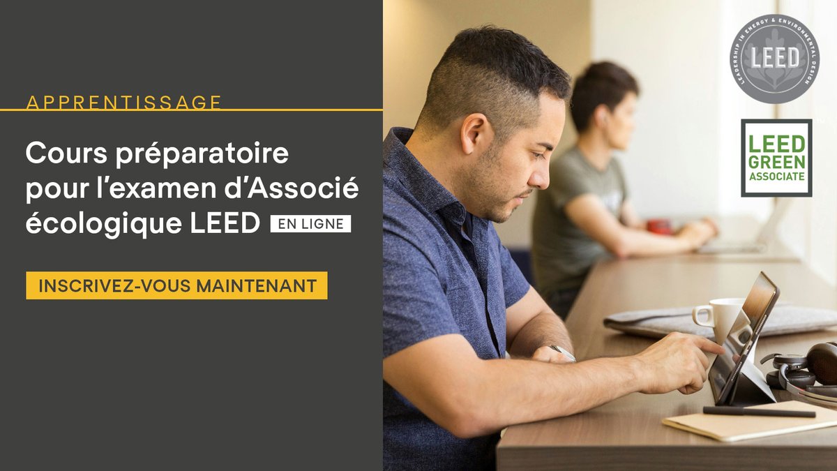 CAGBC (@cagbc) on Twitter photo Dernière chance de participer à notre cours préparatoire pour l'examen d'Associé écologique #LEED qui débute mardi 21 octobre. Inscrivez-vous dès maintenant et commencez à préparez votre examen de certification #LEED avec un formateur qualifié :
ow.ly/NBoJ50Xeea1 Dernière chance de participer à notre cours préparatoire pour l'examen d'Associé écologique #LEED qui débute mardi 21 octobre. Inscrivez-vous dès maintenant et commencez à préparez votre examen de certification #LEED avec un formateur qualifié :
ow.ly/NBoJ50Xeea1