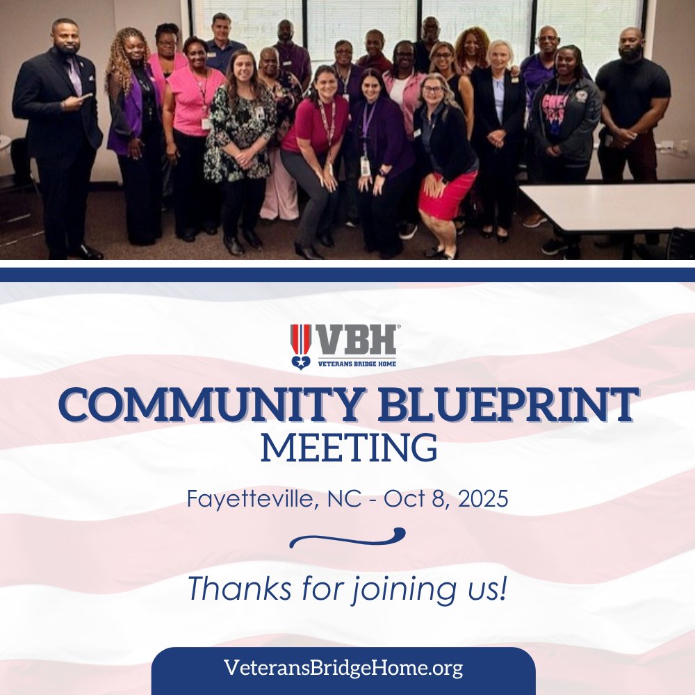 Veterans Bridge Home (@vetbridgehome) on Twitter photo Thank You for Attending Our October Community Blueprint Meeting in Fayetteville
Even in these challenging times—when some of our supportive services are furloughed or working without pay—your presence and commitment remind us why community matters most. Your dedication is a Thank You for Attending Our October Community Blueprint Meeting in Fayetteville
Even in these challenging times—when some of our supportive services are furloughed or working without pay—your presence and commitment remind us why community matters most. Your dedication is a