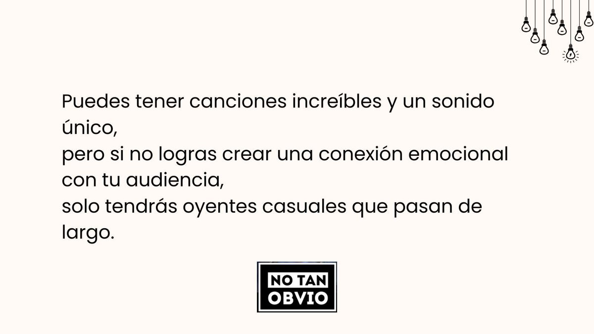 Tu música puede ser muy buena, pero si no creas una conexión emocional con la gente, nunca se van a convertir en fans verdaderos. Vas a tener oyentes casuales. No está mal si quieres ser un artista influyente y tener un nivel mediano de popularidad.  buff.ly/fpKrCcl