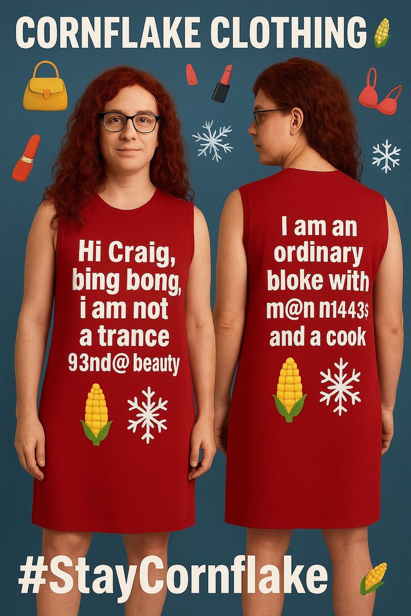 CornflakePLC's tweet image. Introducing the Stephanie d X Cornflake clothing range, how nice is that,

Stay Fresh. 
Stay Golden. 
#StayCornflake 🌽❄️