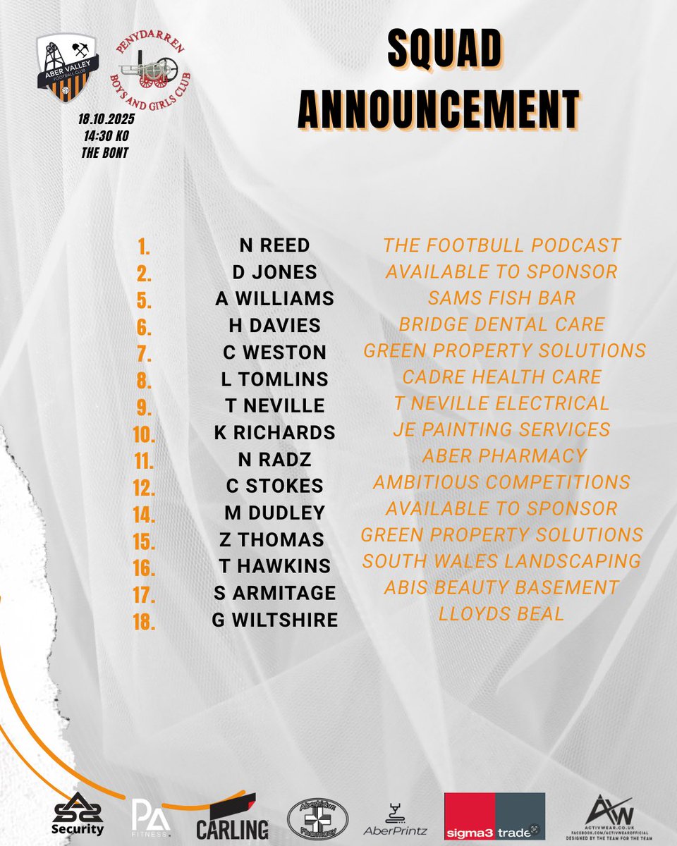 Tomorrows Squads 🧡🖤