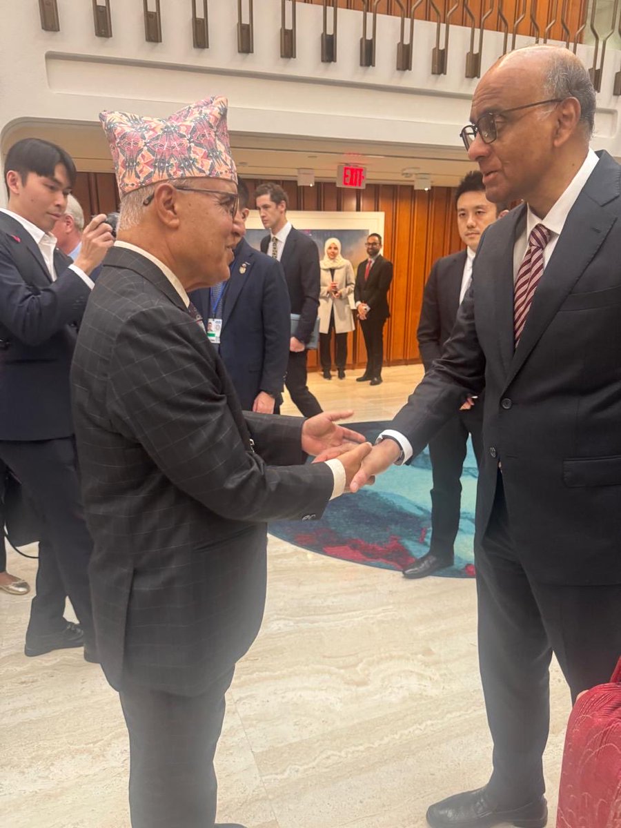 Finance Minister <a href="/rameshore/">Rameshore Khanal</a> <a href="/mofnepal/">MOF Nepal 🇳🇵</a> paid a courtesy call on Singapore’s President, Mr. Tharman Shanmugaratnam  in Washington, D.C. The President highlighted human capital, infrastructure, energy, trade, and openness as five key areas for achieving rapid economic development.