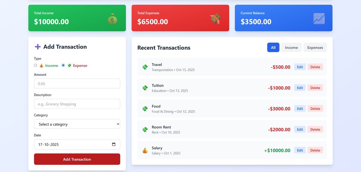 codebyAnurag's tweet image. Built & deployed my own Finance Tracker App 💸
Full-stack: React + Node.js + PostgreSQL
✅ Auth
✅ Track expenses & income
✅ Dashboard + Categories
✅ CRUD + Responsive
Live 👉 financetracker-one-ebon.vercel.app
#buildinpublic #WebDev #ReactJS #Prisma