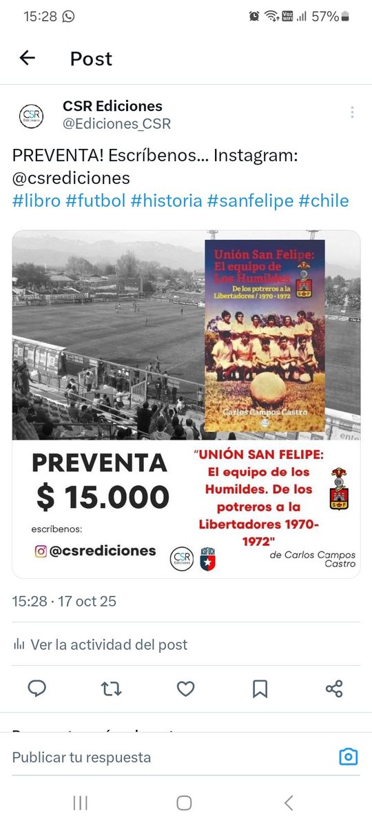 PREVENTA! Escríbenos... Instagram: @csrediciones 
#libro #futbol #historia #sanfelipe #chile ... un libro de <a href="/ccamposfutbol/">Carlos Campos Castro</a>