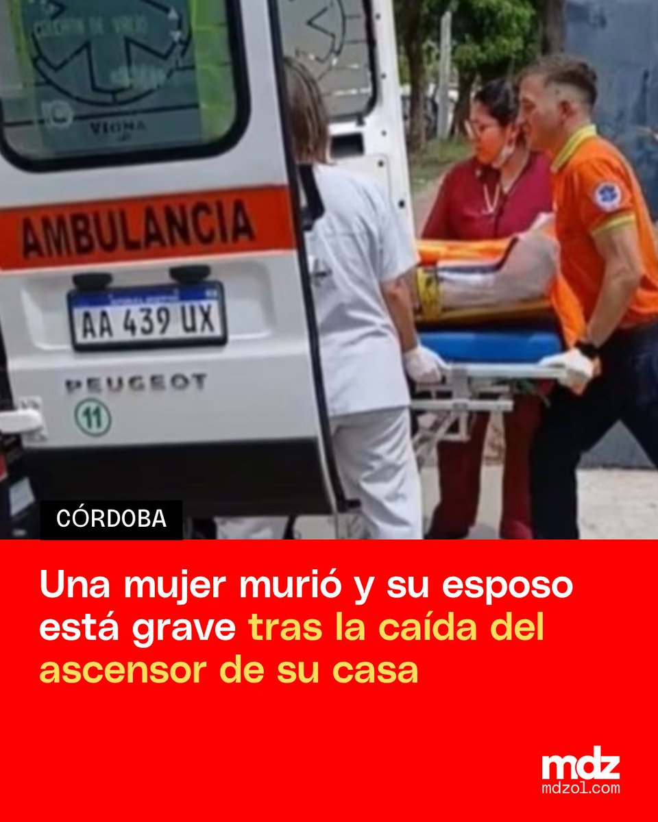 mdzol's tweet image. Una mujer de 63 años falleció y su esposo de 65 sufrió heridas graves luego de que el ascensor doméstico que usaban para subir a la planta alta de su vivienda se desplomara desde una altura de cuatro metros.

#AccidenteDoméstico #Ascensor #Emergencias