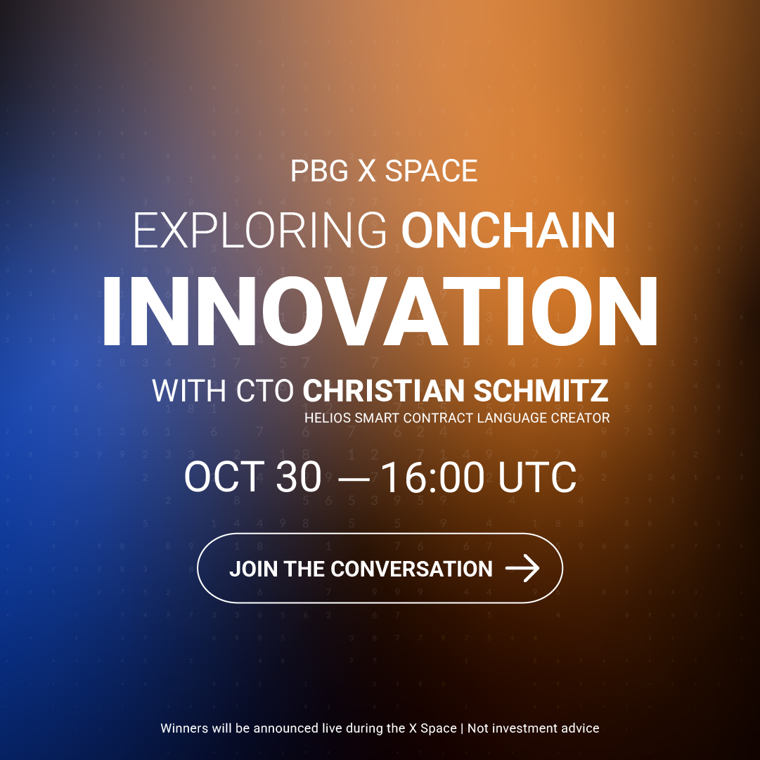 PBGtoken's tweet photo. 🚀Join the first PBG X Space: “Exploring Onchain Innovation”! 

🎙️Listen to Christian Schmitz (@cschmitz398), PBG CTO and creator of the @helios_lang  smart contract language.

He’ll dive into PBG’s onchain hedge fund architecture, tokenization frameworks, and answer live questions from the community.

🗓️Oct 30 — 16:00 UTC
🎁 Be ready — community participants can win rewards in $PBG during the live session.

👉Be part of the conversation: https://t.co/EGG8k3LGp4

#Cardano #Onchain #DeFi #ADA #CardanoCommunity #Helios