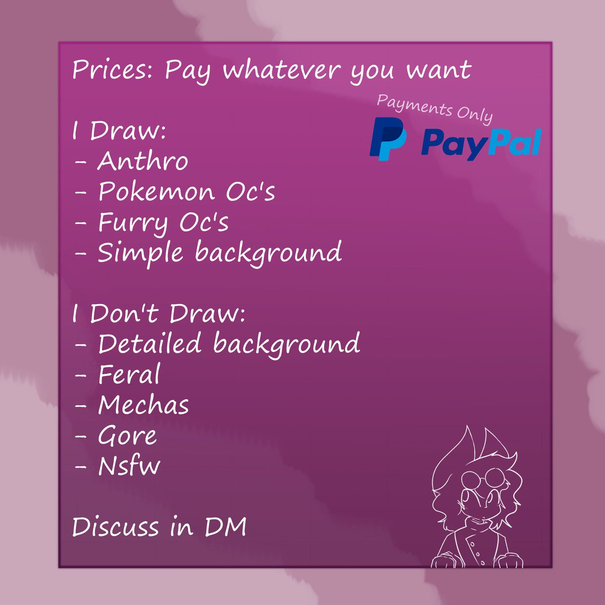 Sylvbaboso's tweet photo. Here is my price sheet. Feel free to send me a dm. https://t.co/bBZH9iz19M
