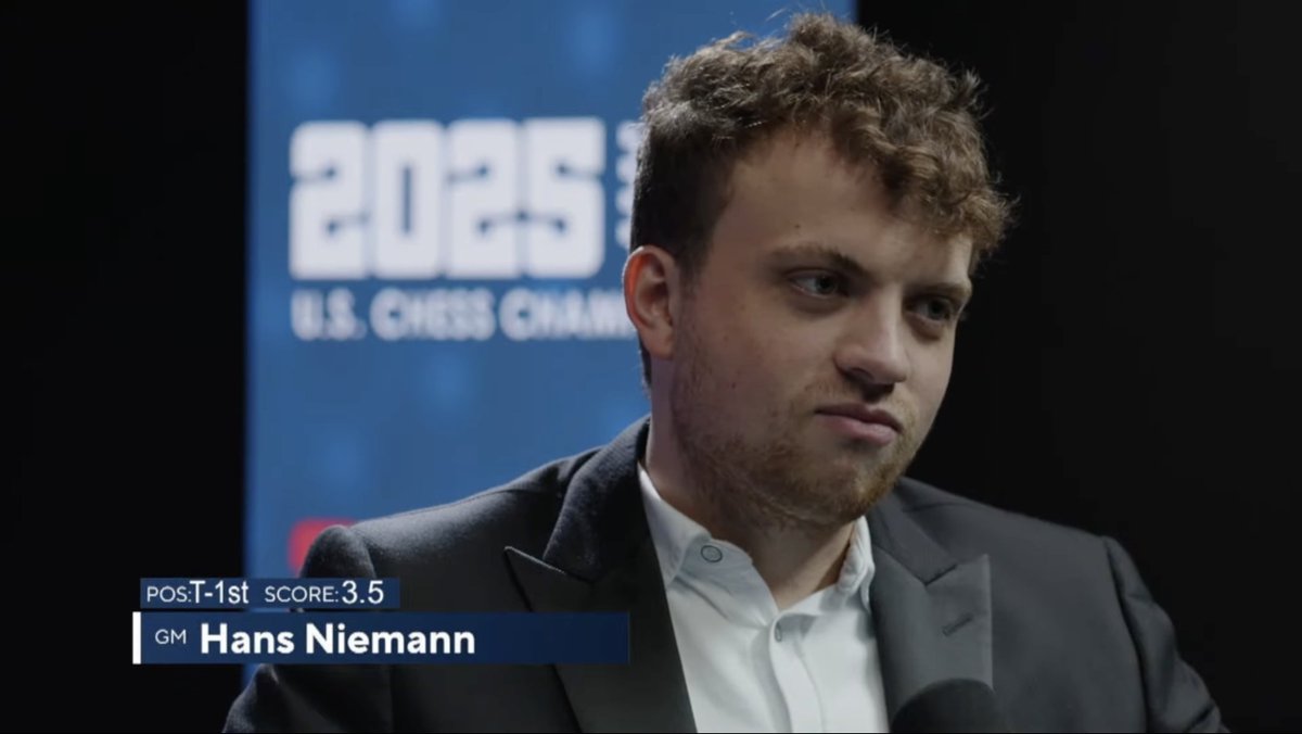 chess24com's tweet image. Hans Niemann: &quot;It reminds me of the last time I broke an unbeaten streak in St. Louis!&quot;