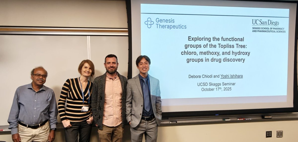 Honored to have hosted Dr. Yoshihiro Ishihara from Genesis Therapeutics for my first-ever hosting at the Skaggs 2025 Fall Seminar Series <a href="/UCSDPharm/">Department of Pharmacology, UCSD</a>! His expertise on small functional groups in SAR was a hit with students and faculty. #SkaggsSeminar #UCSDPharmacy