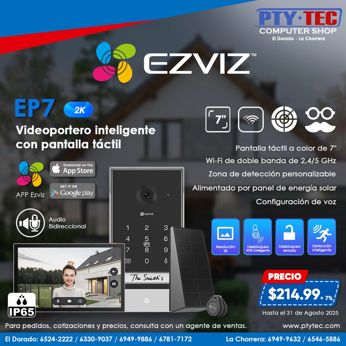 ptytec_computer's tweet image. 🔐Seguridad sin cables ni complicaciones.
El kit EZVIZ EP7 incluye cámara 2K, pantalla táctil, batería recargable, panel solar y desbloqueo remoto.
¡Control total desde tu celular! 

Más info: ptytec.com/product/16592

#Ptyteccomputershop #ptytec #EZVIZ #SmartHome #Videoportero