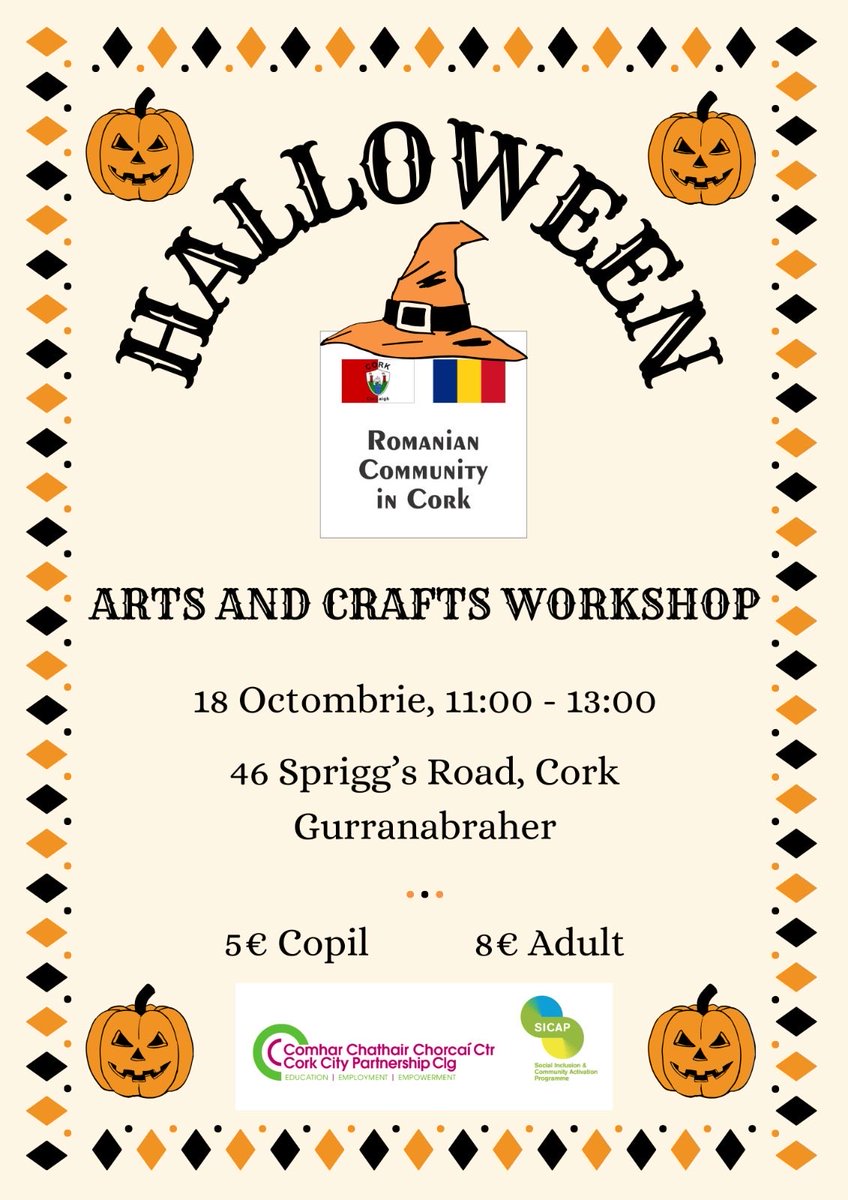 🎃 Join us for a Halloween Arts &amp; Crafts Workshop in Cork!
Fun, smiles &amp; creativity for kids &amp; adults 👻

📅 Oct 18 | 🕚 11:00–13:00
📍 46 Sprigg’s Rd, Gurranabraher
💶 €5 Child | €8 Adult

👉 Sign up: docs.google.com/forms/d/15ZCr5…