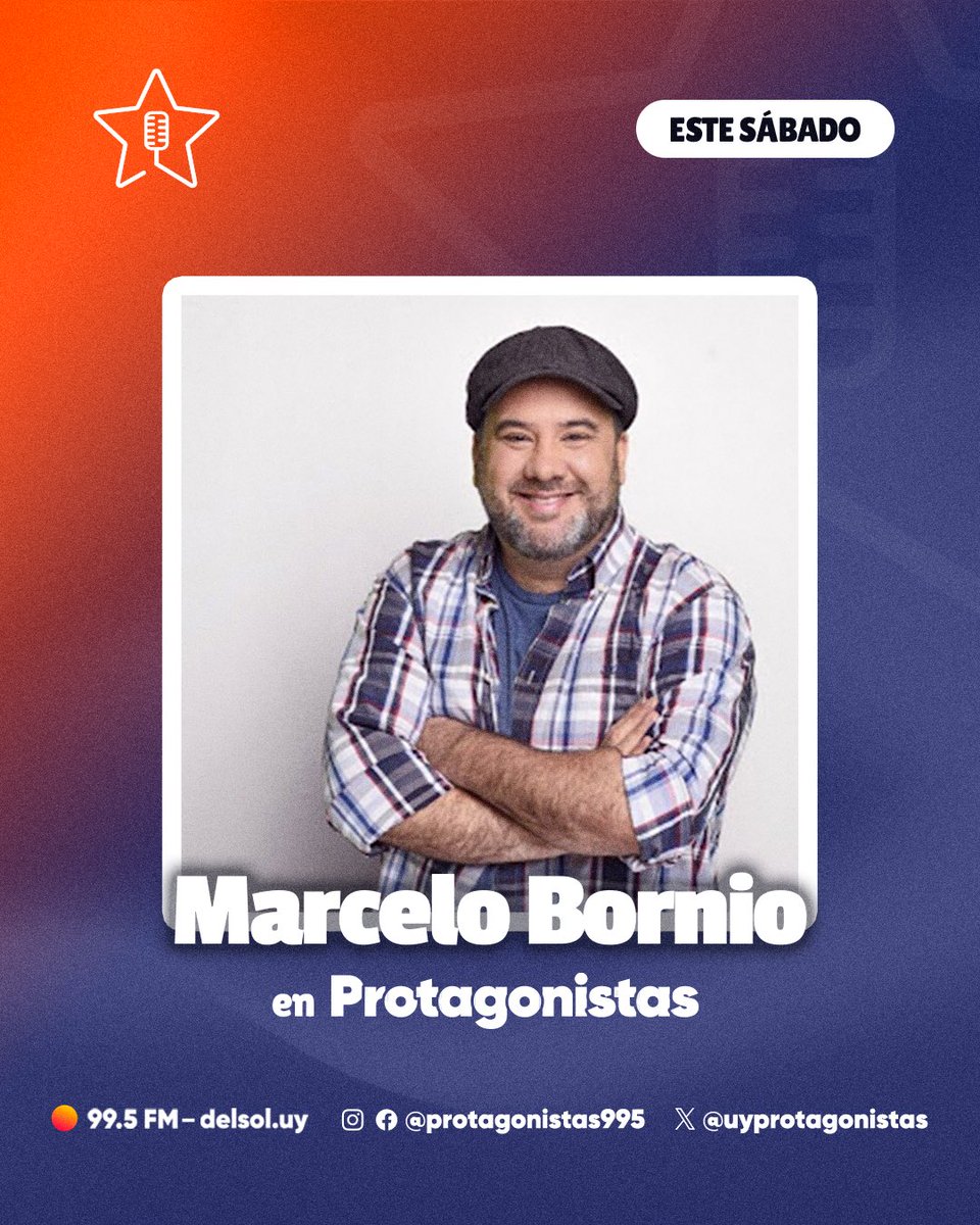 Este sábado nos visita 𝐌𝐚𝐫𝐜𝐞𝐥𝐨 𝐁𝐨𝐫𝐧𝐢𝐨 en 𝐏𝐫𝐨𝐭𝐚𝐠𝐨𝐧𝐢𝐬𝐭𝐚𝐬 por <a href="/DelSolUy/">DelSol 🔊 99.5</a> a las 12 hrs ⭐️