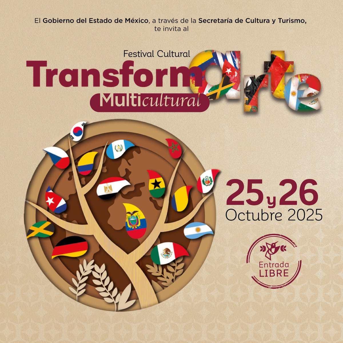 CulturaEdomex's tweet image. ¡Vive la magia del arte y la cultura en todas sus formas!
Este 25 y 26 de octubre llega nuestro Festival Cultural #TransformARTE en su edición #Multicultural, un espacio donde el arte, la creatividad y el talento nos une.
Consulta el programa completo
#ElPoderDeServir