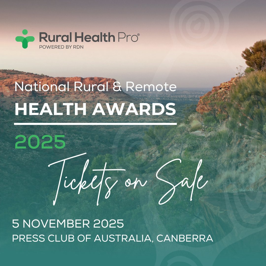 Tickets selling fast! There's not long left to secure your tickets for the 2025 National Rural and Remote Health Awards, presented by Rural Health Pro 📣

📍National Press Club of Australia, Canberra on Ngunnawal Country
🗓️ 6-10pm, 5 November 2025
🎟️Book now: