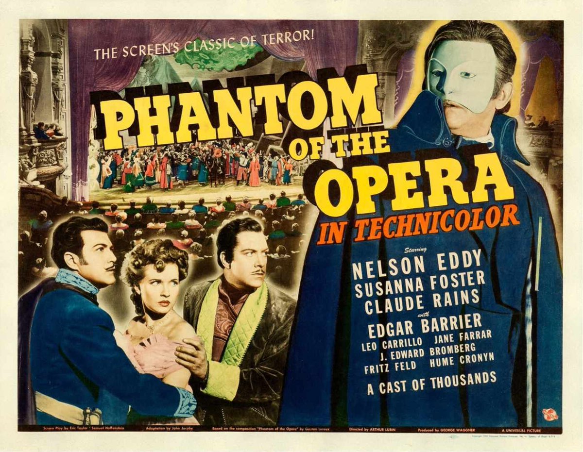 newbeverly's tweet photo. A luxurious classic from the heyday of Universal horror! PHANTOM OF THE OPERA (1943) screens in 35mm next Friday, October 24th, at 2:00pm. Tickets: https://t.co/RjxV55CLCe https://t.co/QGQE7HY1Mq