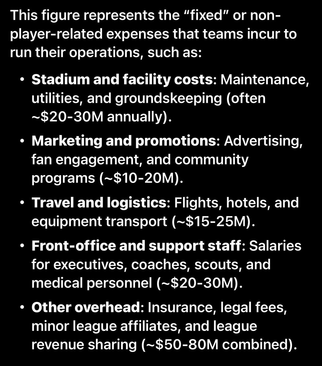 MatlagaSB's tweet photo. @MegaTJP @TAT1SSZN I get what you’re saying but it’s def more than $100 million operating costs for most clubs. https://t.co/DxIoNWlaHZ