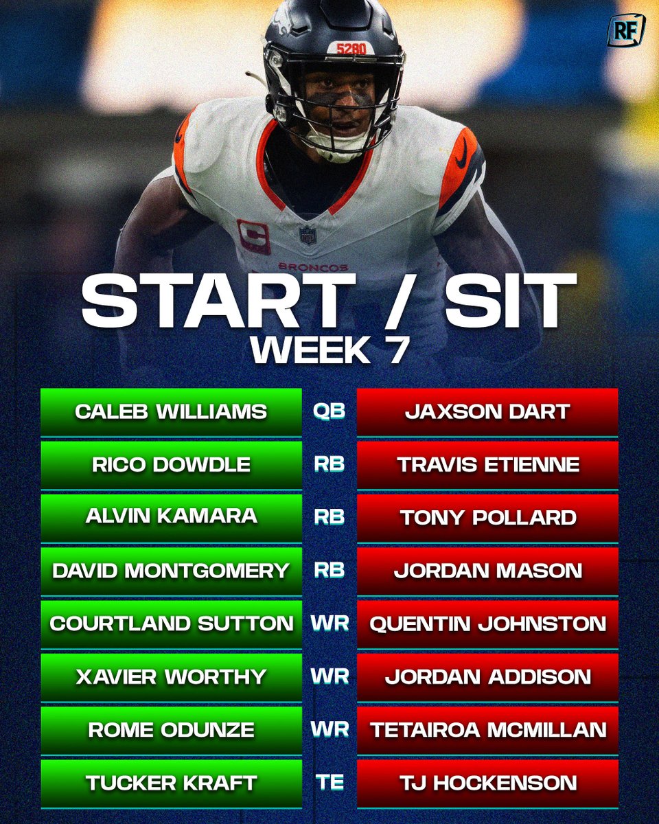 FFRingFactory's tweet image. Fantasy Football ✅ Starts &amp;amp; Sits ❌ for week 7