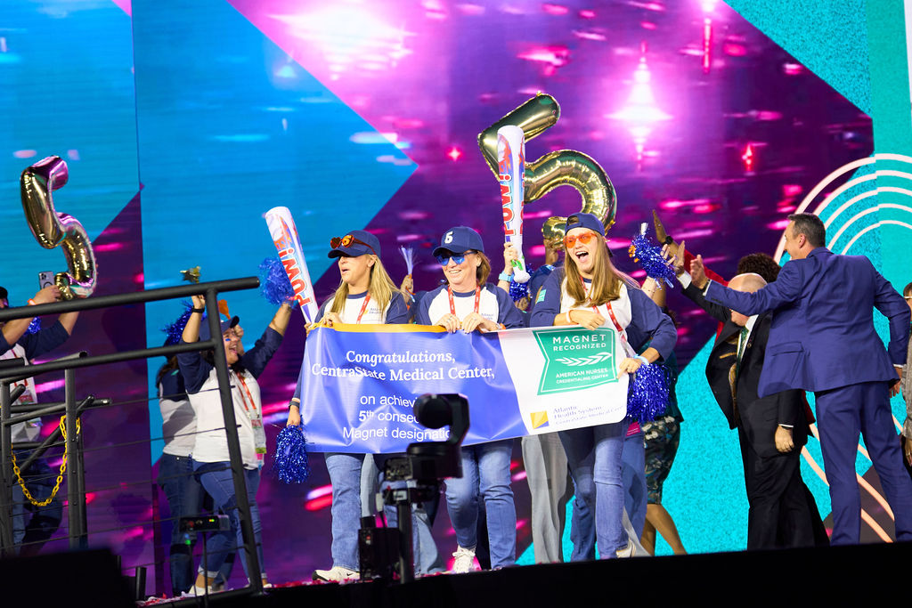 ANANursingWorld's tweet photo. Energy, excitement & pride lit up the stage as healthcare organizations from around the world celebrated their Magnet® and Pathway to Excellence® designations! 🎉 💙 #MagnetPTECon #ThePowerOfNurses #ANCC https://t.co/sSKiwc92n3