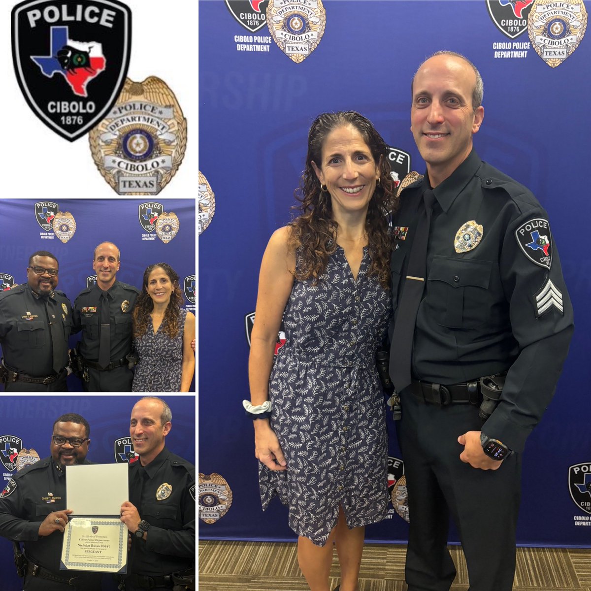 One of the great things that I enjoy about being a Police Chief is the opportunity to promote our staff members! Today, <a href="/CiboloPD/">Cibolo Police Dept</a> promoted Officer Nick Russo to the rank of Police Sergeant! Congratulations Sgt. Russo on a job well done! 👏👏 #LeadershipMatters <a href="/cityofcibolotx/">City of Cibolo</a>