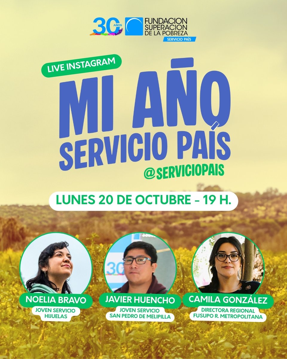 🔴 LUNES 20 - 19 H. - INSTAGRAM LIVE 📲

Te invitamos a conectarte al LIVE #MiAñoServicioPaís para contestar todas-todas-todas tus dudas y conocer en primera persona esta experiencia.

🔔 ¡Te esperamos!