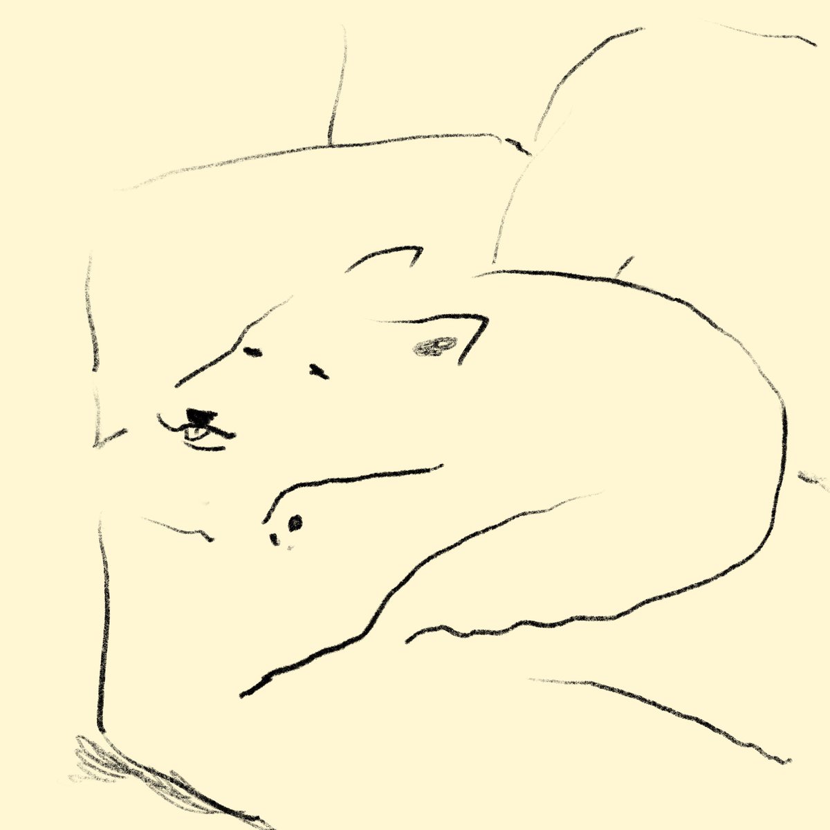 スケッチ ソファ犬