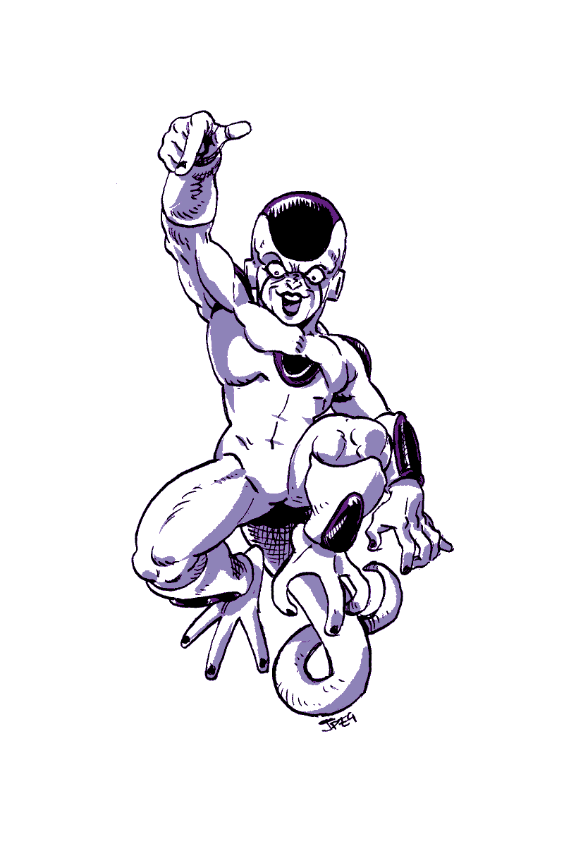 Some Dragon Ball baddies (also gonna be stickers for conventions). I really wanna do a Piccolo one just so I can write "Demon Junior" on it, since that's the hardest moniker that just...doesn't ever get used. I heard Statlander watched all of DBZ?