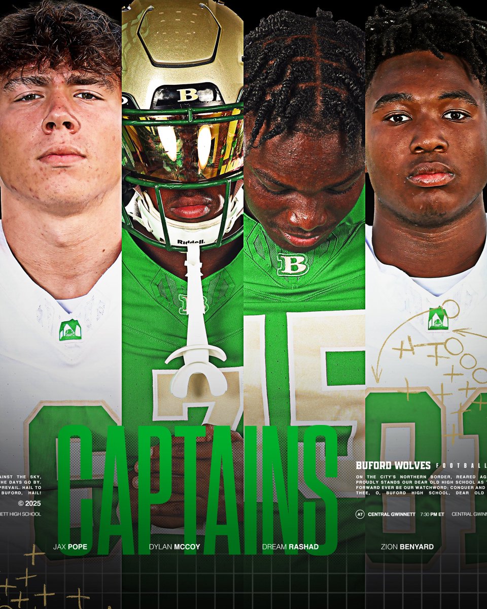 Game 8️⃣ Captains 🫡

🐺 <a href="/JakePope24/">Jake Pope</a> 
🐺 <a href="/Dylan_McCoy26/">Dylan McCoy</a> 
🐺 <a href="/DreamRashadQB/">Dream Rashad TE</a> 
🐺 <a href="/_ZionBenyard_/">Zion Benyard</a> 

#Gloryland | #AppEra