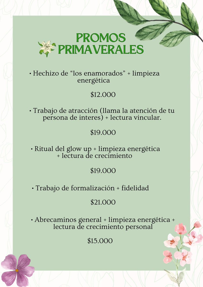 ¡Hoy viernes de rituales! 🕯️
Aprovechen las promos a un súper precio que tengo solo por primavera ❤️‍🔥