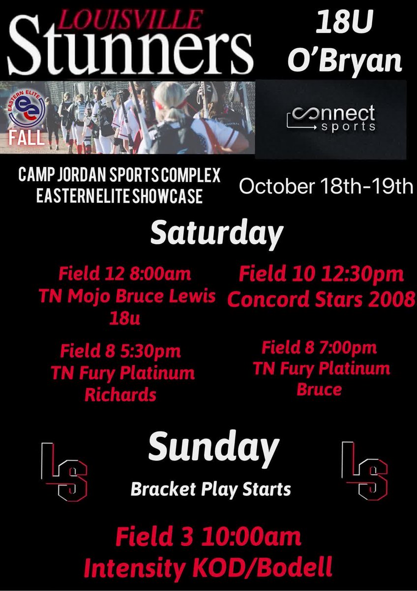 Ready to play some ball🥎. Excited to be back in Chattanooga at the Eastern Elite Showcase. Here’s my schedule <a href="/ConnectSports_/">Connect Sports</a> <a href="/LStunnersOBryan/">Louisville Stunners - 18U / O’Bryan</a>