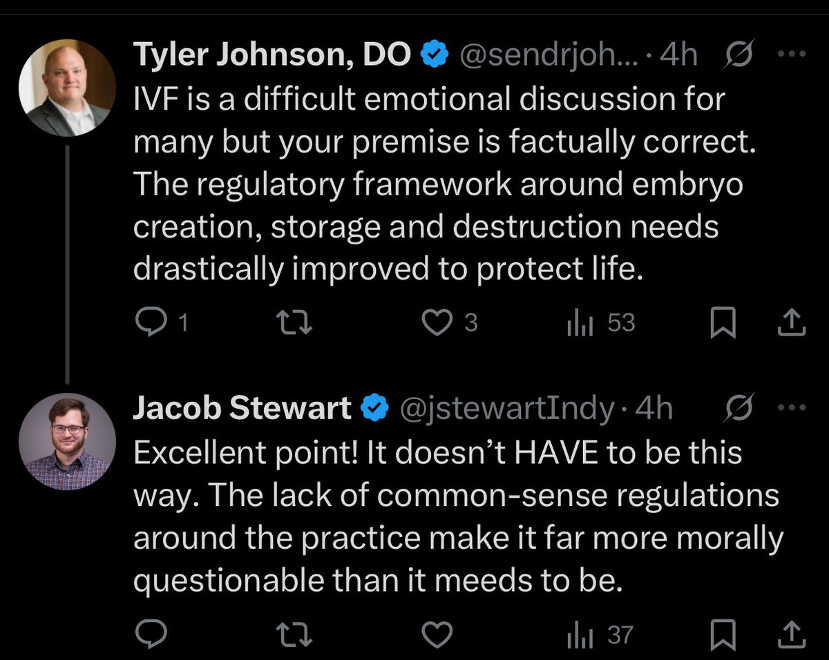 Flash-frozen fertilized eggs stored in liquid nitrogen are now “babies” says <a href="/jstewartIndy/">Jacob Stewart</a>.

Reporting emotional taglines as fodder for another bad bill isn’t journalistic integrity—it’s shaping policy—just look, a legislator is already in the comments ready to limit IVF access.