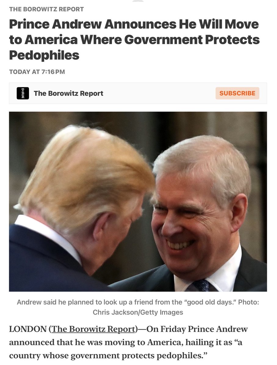 BREAKING: Prince Andrew joins Trump’s cabinet as Secretary of Inappropriate Affairs.