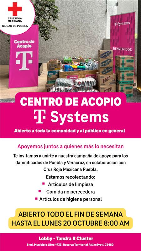 Cada donación cuenta para llas familias afectadas por los desastres naturales. Te esperamos hasta el lunes 20 de octubre a las 8 A.M.
Sigamos demostrando que juntos somos más fuertes.
👉 Dona y comparte.
#TSYSTEMS #FuerzaMexico