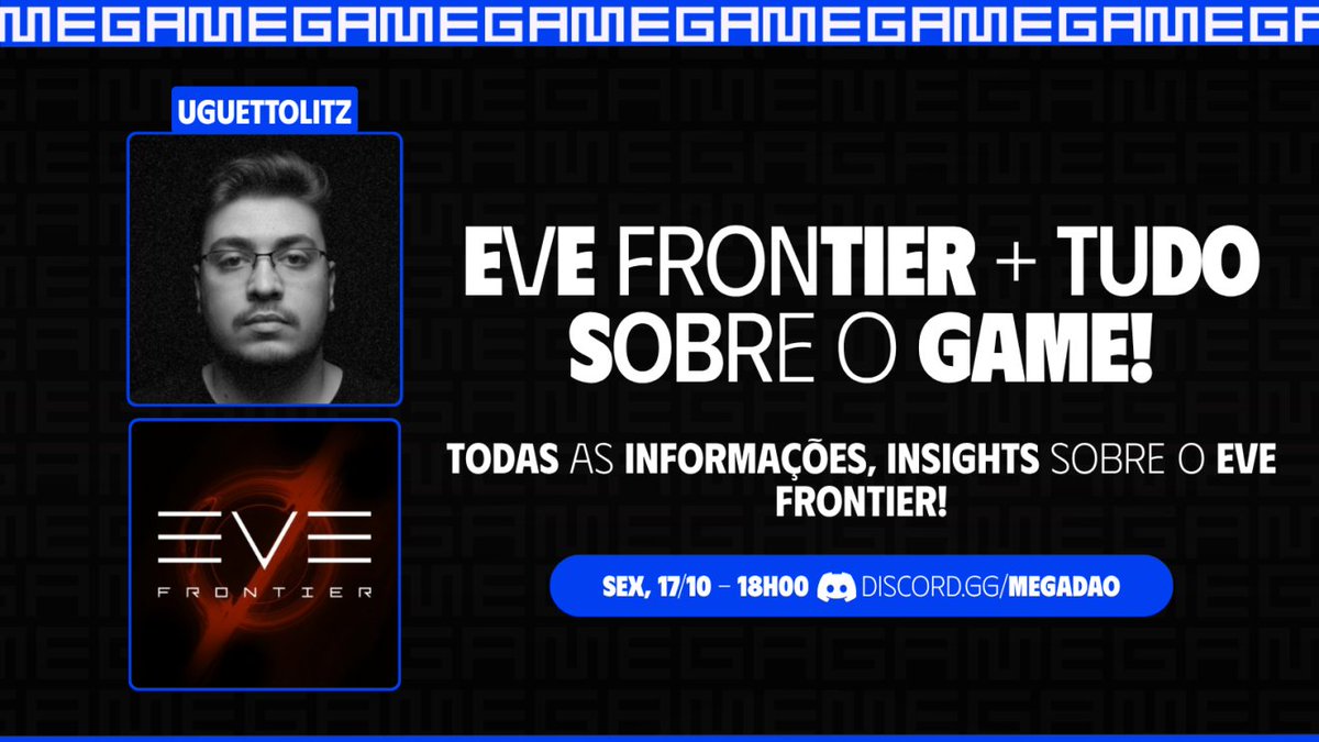 TUDO SOBRE O EVE FRONTIER HOJEEEEEEEEE!

Receberemos o <a href="/uguettolitz/">Uguettolitz L1 🇧🇷🔺</a> para um papo de muito insight sobre o <a href="/EVE_Frontier/">EVE Frontier</a>, game que vem chamando uma atenção forte! Quando? Onde?

Vai rolar alpha atrás de alpha, NÃO PERCA!

➧Data: AGORA!
➧Local: discord.gg/megadao