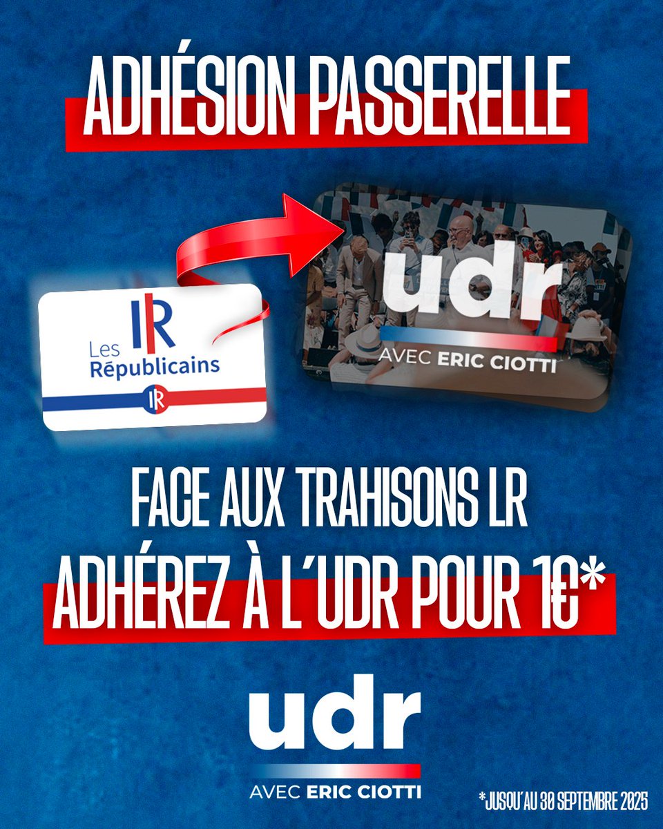 Jon De Lorraine (@jon_delorraine) on Twitter photo 🔴🇫🇷 ALERTE INFO | L'UDR, parti d'Eric Ciotti dénombre l'arrivée de 4000 nouveaux membres suite à l'opération "Adhésion Passerelle" à 1€ des LR à l'UDR.
(Paris Match) 🔴🇫🇷 ALERTE INFO | L'UDR, parti d'Eric Ciotti dénombre l'arrivée de 4000 nouveaux membres suite à l'opération "Adhésion Passerelle" à 1€ des LR à l'UDR.
(Paris Match)