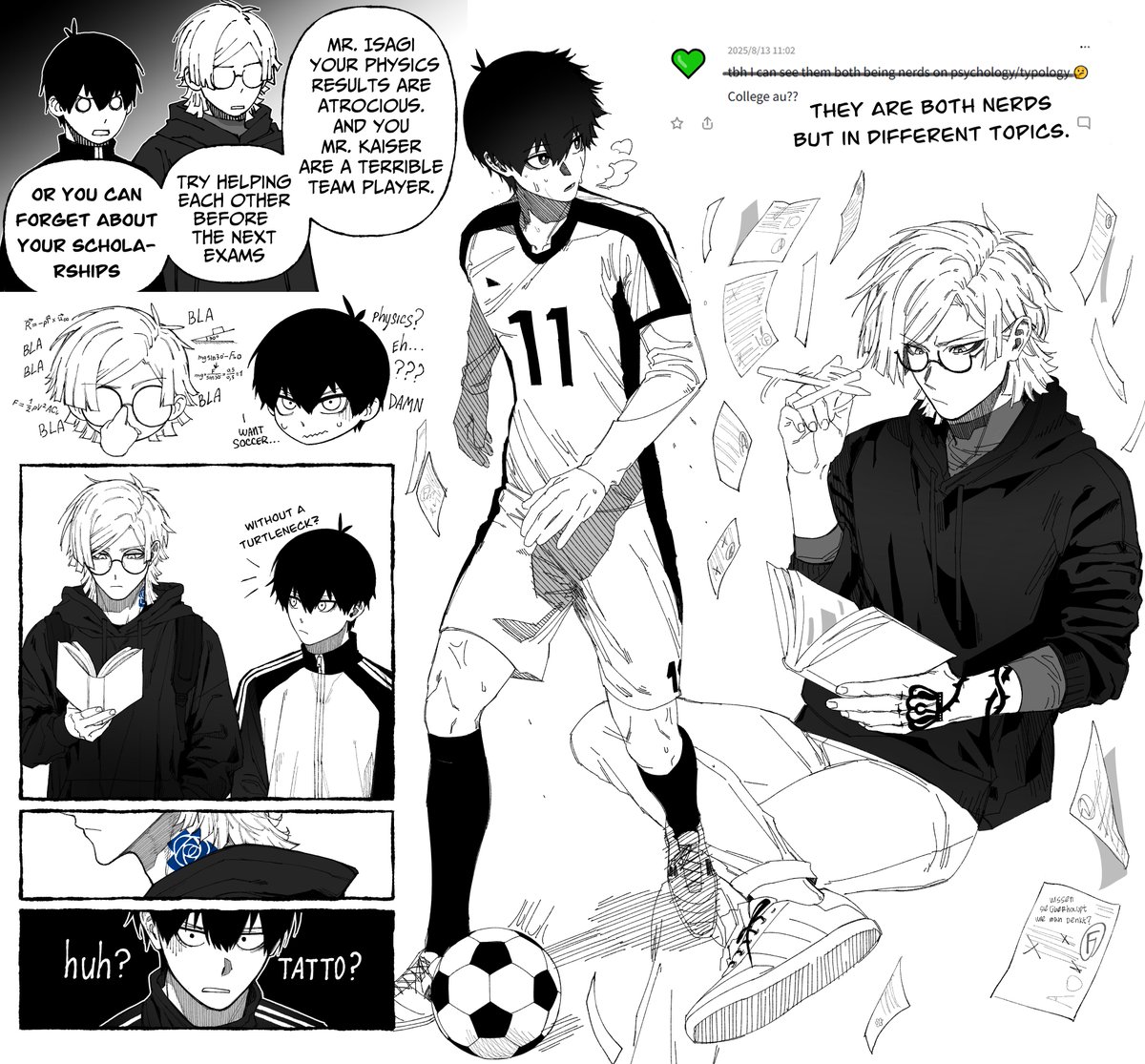 Oh my god nerd Kaiser! He'd have cool glasses, tied-up hair and be so handsome!
My Kaiser: messy hair, big round glasses, wears whatever