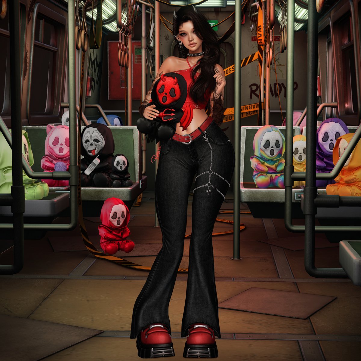 🖤K&amp;S: Shadow subway
❤️Loki: Nora flare jeans
🖤Snuggle&amp;Co: Stabby plushies (Gacha)
All items are available at Kustom9

✨Full picture and credits at Primfeed: prmfd.co/p/FGvesDLas574

#secondlife #kustom9