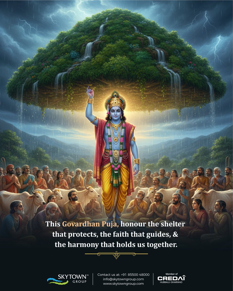 infoskytown27's tweet image. May this Govardhan Puja bring peace to your home, strength to your spirit, and harmony to your days. Wishing you a season of gratitude and grace from SKYTOWN GROUP
.
.
#govardhanpuja #skytowngroup #hublihomes #faithandharmony #peacefulhomes #festivewishes #togetherness