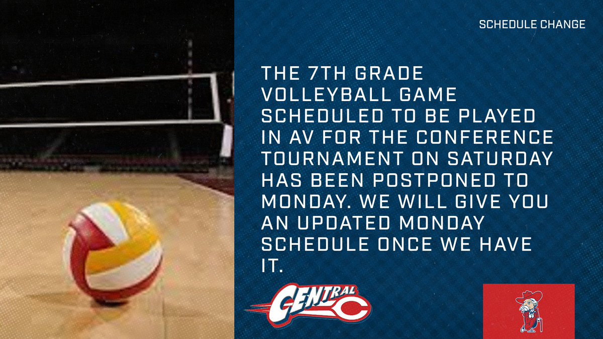 The 7th grade game in the MAJHAA VB tournament scheduled for tomorrow(Sat.) at 2PM has been postponed until Monday.  We will have an updated schedule for Monday's games out later.