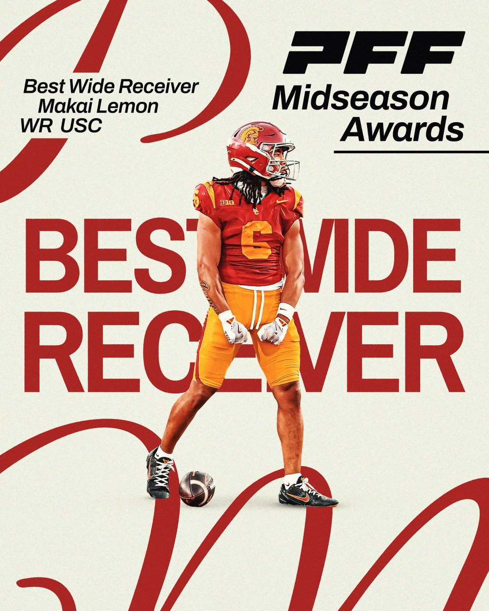 PFF’s Midseason Best WR Award Winner: Makai Lemon

Lemon Leads All WRs with a 92.0 PFF Grade This Season⚔️